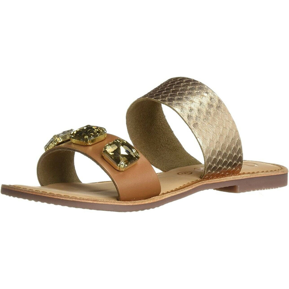 Callisto Shoes - NEW Callisto of California Wrigley Jeweled Metallic Leather Sandals Sz 6